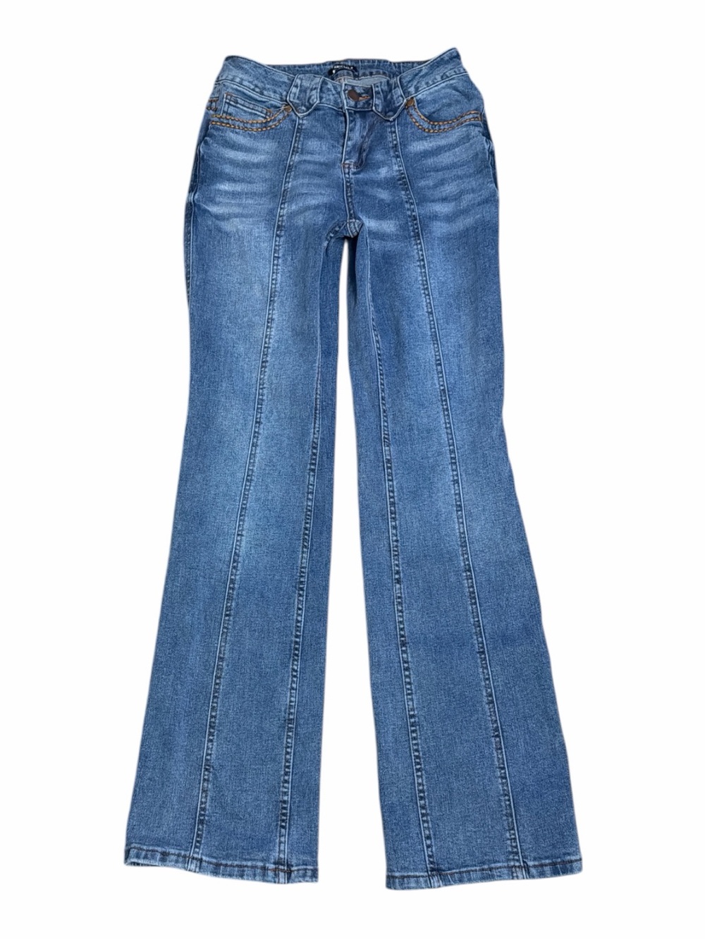 Y2K Flamingals XS Front Seam Flare Jeans Western Stretch Denim